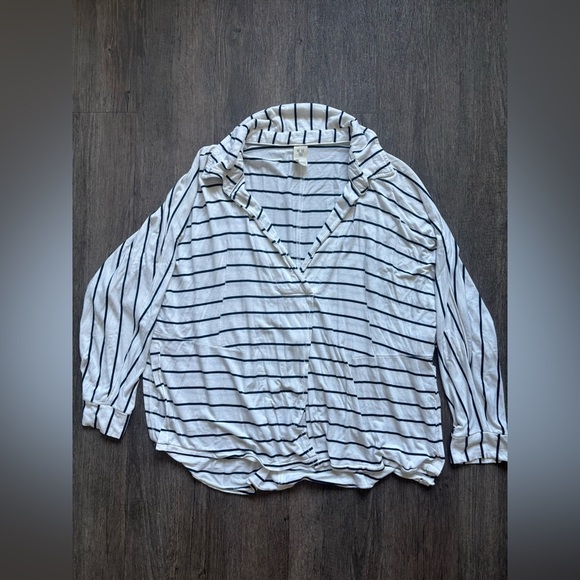 We The Free Striped Shirt in Navy and White - Picture 1 of 6